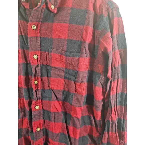 Mountain Ridge Button Down Flannel Shirt Red Black Plaid Long Sleeve Medium - Picture 2 of 7